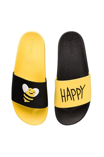 Dedoles Badeschuhe viele lustige Designs Bücher Kaffee Katze Party Pizza Dackel Fuchs Panda Delfin Geschenk, Farbe: Bee Happy, Gr.: 38 EU von Dedoles