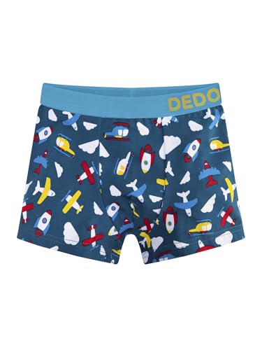 Dedoles Boxershorts Herren & Jungen Unterwäsche Trunks Baumwolle lustige Designs Dinosaurier Hamster Spiele Maulwurf Geschenk, Farbe Blau, Motiv Flugzeuge Jungen, Gr. 4-6 Jahre von Dedoles