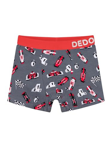 Dedoles Boxershorts Herren & Jungen Unterwäsche Trunks Baumwolle lustige Designs Dinosaurier Hamster Spiele Maulwurf Geschenk, Farbe Grau, Motiv Formel-Rennen Jungen, Gr. 2-4 Jahre von Dedoles