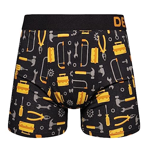 Dedoles Boxershorts Herren & Jungen Unterwäsche Trunks Baumwolle lustige Designs Dinosaurier Hamster Spiele Maulwurf Geschenk, Farbe Schwarz, Motiv Mechaniker Unterhose, Gr. XXL von Dedoles