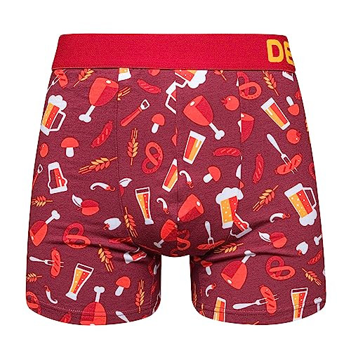 Dedoles Boxershorts Herren & Jungen Unterwäsche Trunks Baumwolle lustige Designs Dinosaurier Hamster Spiele Maulwurf Geschenk, Farbe Orange, Motiv Hopfengetränk und Barbecue Unterhose, Gr. M von Dedoles