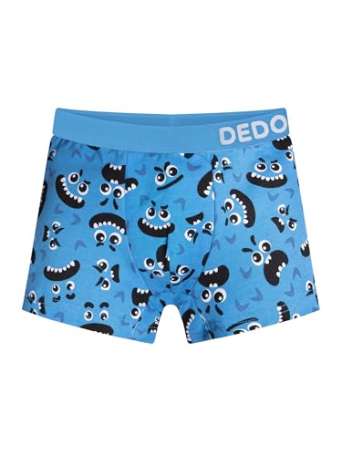 Dedoles Boxershorts Herren & Jungen Unterwäsche Trunks Baumwolle lustige Designs Dinosaurier Hamster Spiele Maulwurf Geschenk, Farbe Blau, Motiv Monsterchen Jungen, Gr. 6-8 Jahre von Dedoles