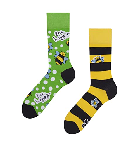 Dedoles Socken Unisex Damen Herren & Kinder Baumwolle viele lustige Designs 1 Paar Geschenk links rechts verschieden, Farbe Gelb, Motiv Bienen, Gr. 35-38 von Dedoles