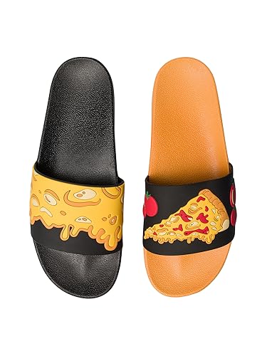 Dedoles Badeschuhe viele lustige Designs Bücher Kaffee Katze Party Pizza Dackel Fuchs Panda Delfin Geschenk, Farbe: Käsepizza, Gr.: 37 EU von Dedoles