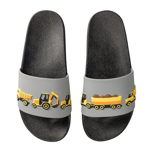 Dedoles Badeschuhe viele lustige Designs Bücher Kaffee Katze Party Pizza Dackel Fuchs Panda Delfin Geschenk, Farbe: Bagger und LKW, Gr.: 32 EU von Dedoles