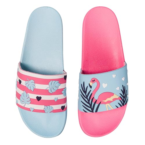 Dedoles Badeschuhe viele lustige Designs Bücher Kaffee Katze Party Pizza Dackel Fuchs Panda Delfin Geschenk, Farbe: Verliebte Flamingos, Gr.: 34 EU von Dedoles