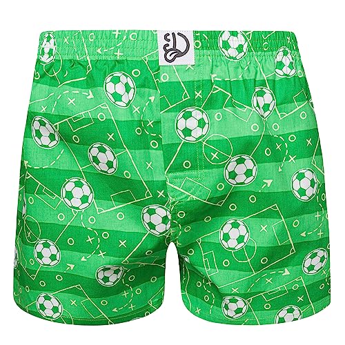 Dedoles Boxershorts Herren & Jungen Unterwäsche Trunks Baumwolle lustige Designs Dinosaurier Hamster Spiele Maulwurf Geschenk, Farbe Grün, Motiv Fußballplatz Boxershorts, Gr. M von Dedoles