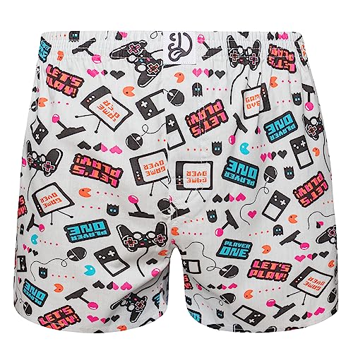 Dedoles Boxershorts Herren & Jungen Unterwäsche Trunks Baumwolle lustige Designs Dinosaurier Hamster Spiele Maulwurf Geschenk, Farbe Blau, Motiv Gamer Boxershorts, Gr. L von Dedoles