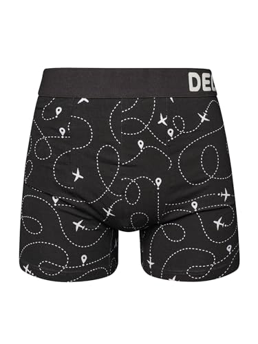 Dedoles Boxershorts Herren & Jungen Unterwäsche Trunks Baumwolle lustige Designs Dinosaurier Hamster Spiele Maulwurf Geschenk, Farbe Schwarz, Motiv Flugroute Unterhose, Gr. XXL von Dedoles