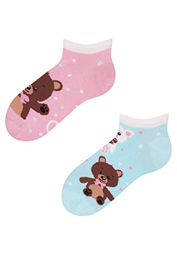 Dedoles Sneaker Socken Low Cut Füßlinge Kinder Mädchen Jungen Baumwolle lustiges Design Geschenk links rechts verschieden, 1 Paar, Farbe Rosa, Motiv Teddy Bear sneaker, Gr. 23-26 von Dedoles