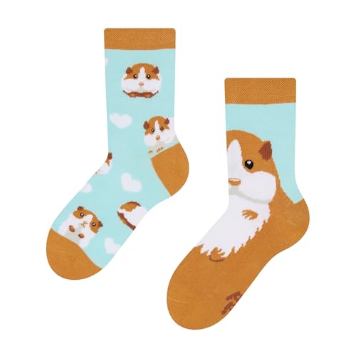 Dedoles Socken Kinder Mädchen Jungen Baumwolle viele lustige Designs Weihnachtssocken 1 Paar, Farbe Orange, Motiv Meerschweinchen, Gr. 31-34 von Dedoles