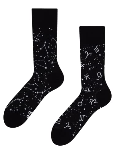 Dedoles Socken Unisex Damen Herren & Kinder Baumwolle viele lustige Designs 1 Paar Geschenk links rechts verschieden, Farbe Schwarz, Motiv Sternzeichen, Gr. 35-38 von Dedoles