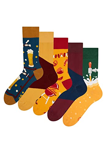 Dedoles Socken Regular normale Höhe Unisex Damen Herren Baumwolle viele lustige Designs Weihnachtssocken 5 Paar, Farbe Mehrfarbig, Motiv Hopfengetränkzeit 5er Pack, Gr. 35-38 von Dedoles