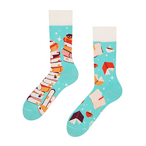 Dedoles Socken Unisex Damen Herren & Kinder Baumwolle viele lustige Designs 1 Paar Geschenk links rechts verschieden, Farbe Blau, Motiv Zauberbücher, Gr. 35-38 von Dedoles