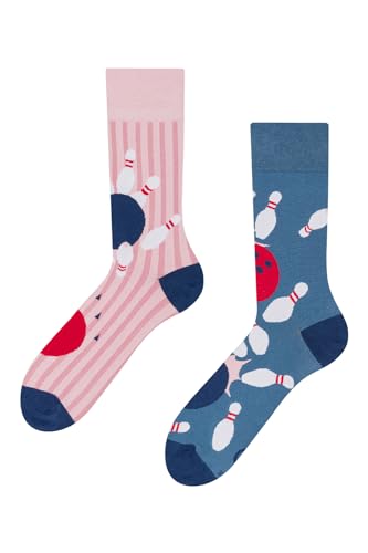 Dedoles Socken Unisex Damen Herren & Kinder Baumwolle viele lustige Designs 1 Paar Geschenk links rechts verschieden, Farbe: Blau, Motiv: Bowling, Gr. 43-46 von Dedoles