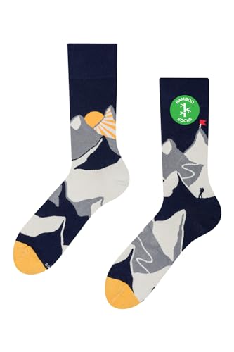 Dedoles Socken Unisex Damen Herren & Kinder Baumwolle viele lustige Designs 1 Paar Geschenk links rechts verschieden, Farbe: Grau, Motiv: Bergsteiger (Bambus), Gr. 43-46 von Dedoles