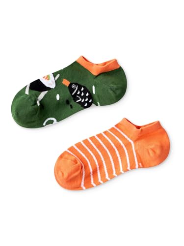 Dedoles Socken Unisex Damen Herren & Kinder Baumwolle viele lustige Designs 1 Paar Geschenk links rechts verschieden, Farbe: Orange, Motiv: Zeit für Sushi Sneakersocken, Gr. 39-42 von Dedoles