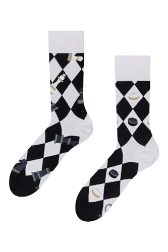 Dedoles Socken Unisex Damen Herren & Kinder Baumwolle viele lustige Designs 1 Paar Geschenk links rechts verschieden, Farbe: Schwarz, Motiv: Schach und Dame, Gr. 35-38 von Dedoles