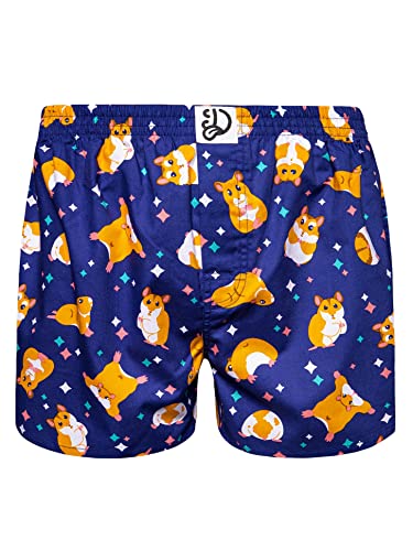 Dedoles Boxershorts Herren & Jungen Unterwäsche Trunks Baumwolle lustige Designs Dinosaurier Hamster Spiele Maulwurf Geschenk, Farbe Blau, Motiv Hamster Boxershorts, Gr. S von Dedoles