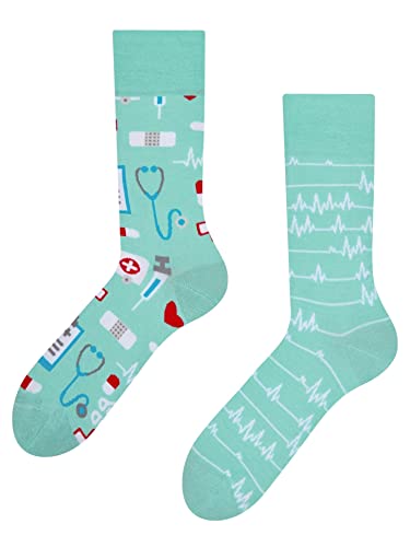 Dedoles Socken Unisex Damen Herren & Kinder Baumwolle viele lustige Designs 1 Paar Geschenk links rechts verschieden, Farbe Blau, Motiv Medizin, Gr. 43-46 von Dedoles