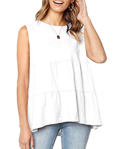 Defal Damen-Tops Sommer Kurzarm locker T-Shirt Babydoll Schößchen - Wei� - XX-Large von Defal