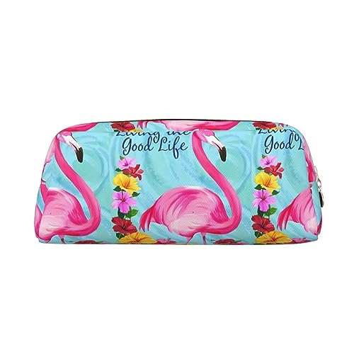 Dehiwi Federmäppchen mit Flamingo-Blumen, wasserdicht, niedliches Leder, für Reisen, Kosmetik, Make-up-Tasche, Organizer, Stifthalter für Büro Make-up, gold, Einheitsgröße, Taschen-Organizer von Dehiwi