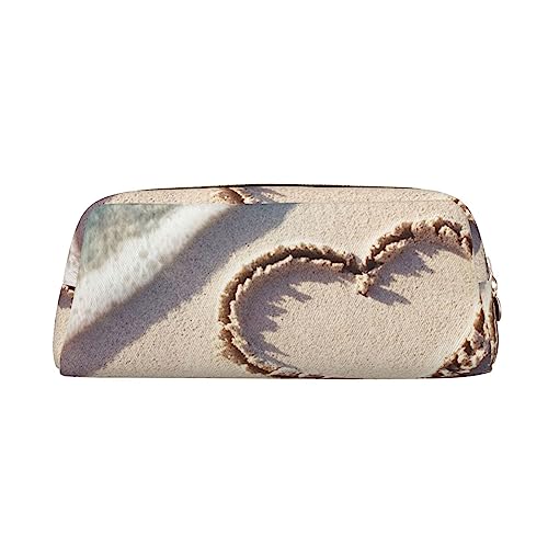 Dehiwi Federmäppchen mit Liebes-Symbol im Strand, wasserdicht, niedliches Leder, für Reisen, Kosmetik, Make-up-Tasche, Organizer, Stifthalter für Büro Make-up, gold, Einheitsgröße, Taschen-Organizer von Dehiwi