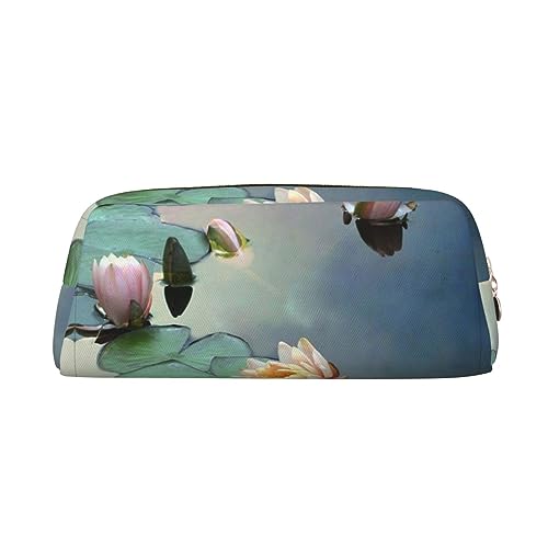 Dehiwi Federmäppchen mit Lotusblumen-Motiv, wasserdicht, niedliches Leder, für Reisen, Kosmetik, Make-up, Organizer, Stifthalter für Büro Make-up, gold, Einheitsgröße, Taschen-Organizer von Dehiwi