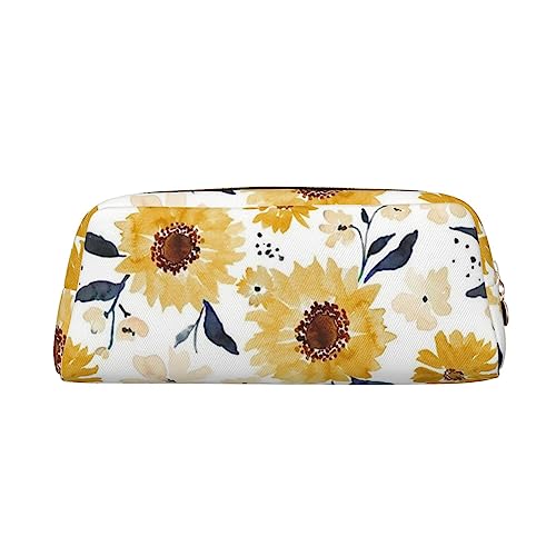 Dehiwi Federmäppchen mit Sonnenblumen-Motiv, wasserdicht, niedlich, Leder, für Reisen, Kosmetik, Make-up, Organizer, Stifthalter für Büro Make-up, gold, Einheitsgröße, Taschen-Organizer von Dehiwi