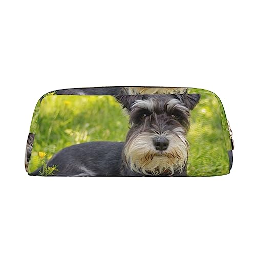 Dehiwi Miniatur Schnauzer Federmäppchen Wasserdicht Niedlich Leder Bleistift Tasche Reise Kosmetik Make-up Tasche Organizer Stifthalter für Büro Make-up, gold, Einheitsgröße, Taschen-Organizer von Dehiwi