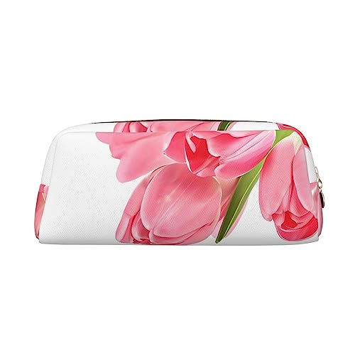 Dehiwi Pretty Pink Floral Pencil Pen Case Waterproof Cute Leather Pencil Pouch Travel Cosmetic Makeup Bag Organizer Pen Holder for Office Makeup, gold, Einheitsgröße, Taschen-Organizer von Dehiwi