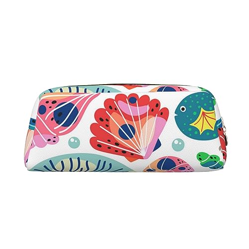 Dehiwi Sea Life Federmäppchen, wasserdicht, niedliches Leder, für Reisen, Kosmetik, Make-up-Tasche, Organizer, Stifthalter für Büro Make-up, gold, Einheitsgröße, Taschen-Organizer von Dehiwi