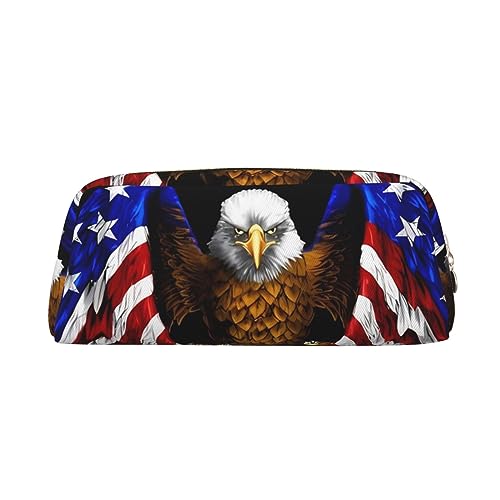 Dehiwi Stifteetui mit USA-Flagge, patriotischer Adler, wasserdicht, niedliches Leder, für Reisen, Kosmetik, Make-up-Tasche, Organizer, Stifthalter für Büro Make-up, gold, Einheitsgröße, von Dehiwi