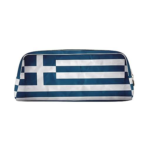 Dehiwi Stifteetui mit griechischer Flagge, wasserdicht, niedliches Leder, für Reisen, Kosmetik, Make-up-Tasche, Organizer, Stifthalter für Büro Make-up, gold, Einheitsgröße, Taschen-Organizer von Dehiwi