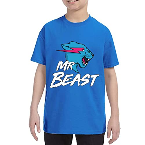 Delanhon T-Shirt für Kinder, Jungen, berühmtes Youtuber Gamer Esprots Logo, Lightning-Katzen-Druck, Mädchen, Sommer, 100 % Baumwolle, blau (1), 7-8 Jahre von Delanhon