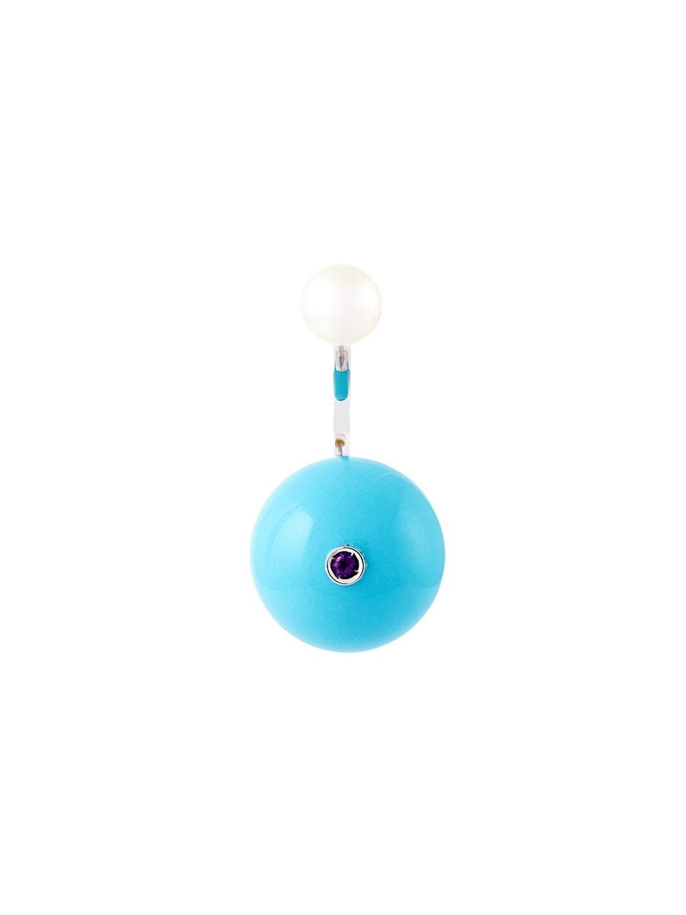 Delfina Delettrez 18kt 'Stone Edge Piercing' Weißgoldohrring - Blau von Delfina Delettrez