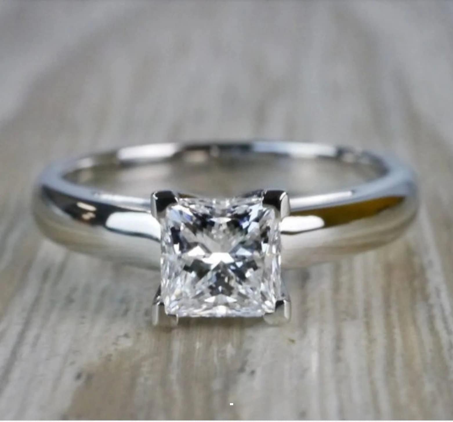 1.80 Karat Solitär Vvs1/D Princess Cut Diamant Ehering, Verlobungsversprechen Ring, Prinzessin 4 Zinken Set Ring von DeluxeJewelryGifts