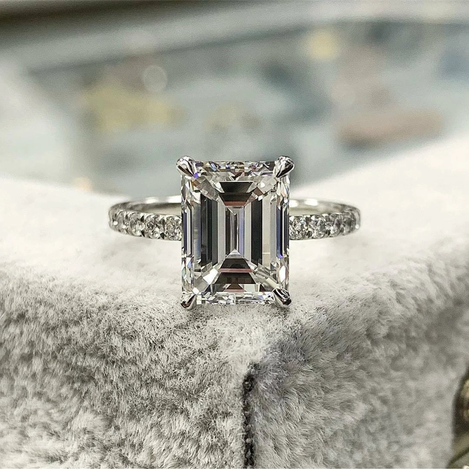 2.00 Ct Smaragdschliff Diamant Solitär Verlobungsring/Brillantschliff Ehering Smaragd Schliff Ring Jahrestagsring Frauenring von DeluxeJewelryGifts