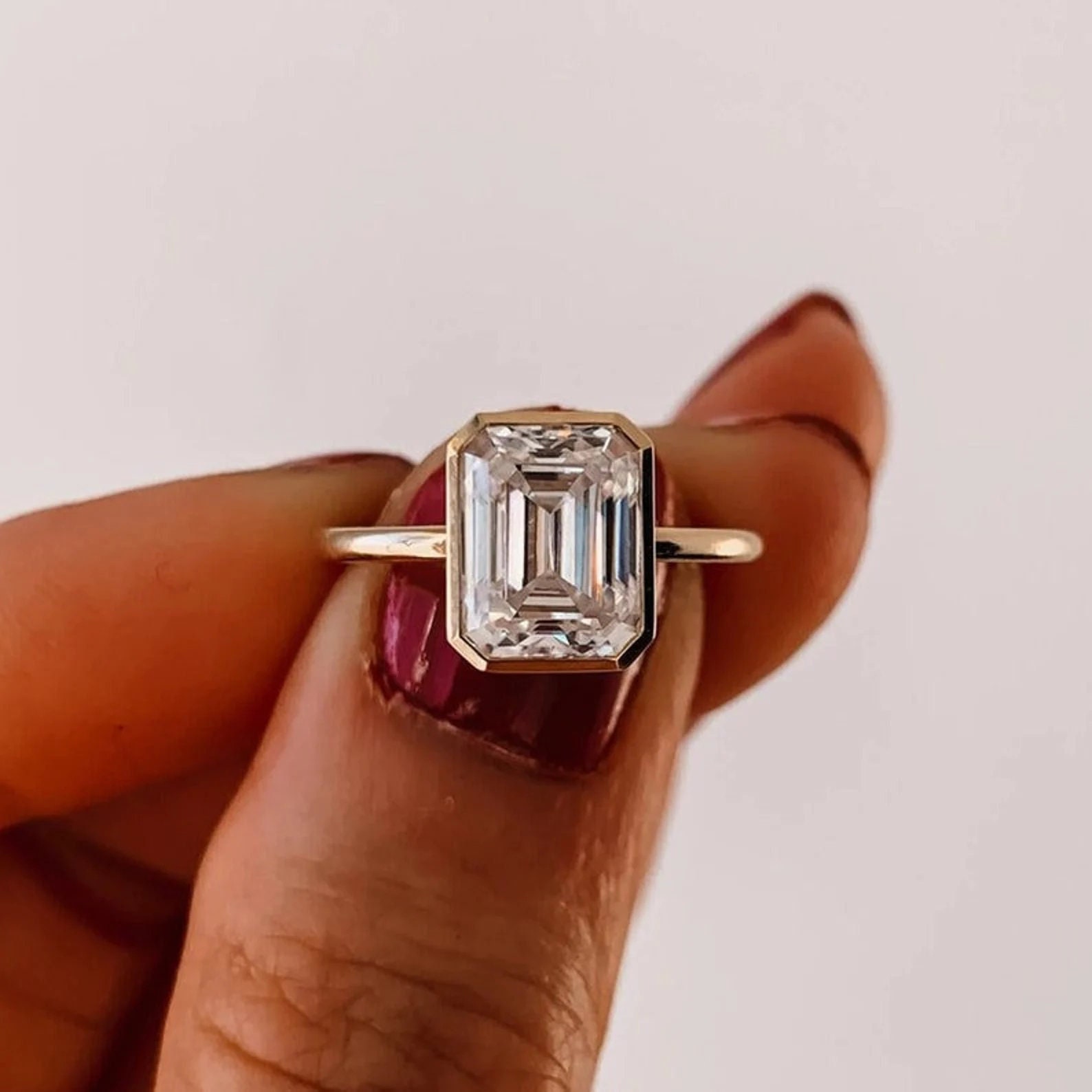 2.50 Karat Smaragd Diamant Verlobungsring, Solitärring, Ehering, Smaragdschliff Ring, Rosegold Finish Ring von DeluxeJewelryGifts