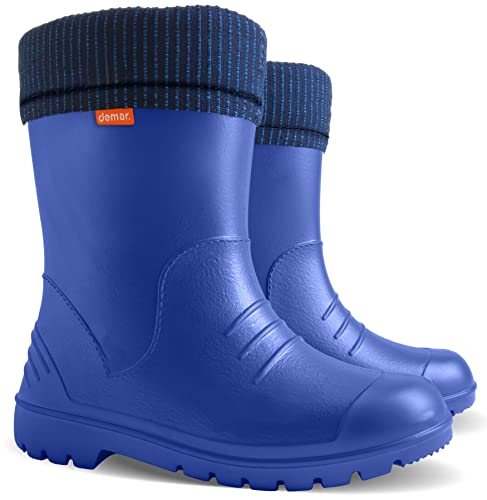 Demar Ultraleichte Kinder Warm Gefüttert Regenstiefel Gummistiefel Gummistiefel Dino, blau, 24 EU von DEMAR