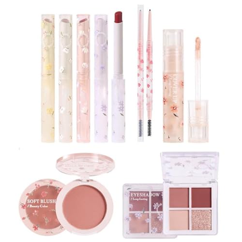 Demsyeq 8 Teilige All In 1 Make Up Sets Komplettes Make Up Set Makeup Set Umfasst Lippenstift Rouge Lidschattenpalette Augenbrauenstift Und Concealer Stift Kosmetisches Geschenk Für Anfänger von Demsyeq