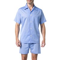 DEREK ROSE Herren Pyjama blau Baumwolle unifarben von Derek Rose