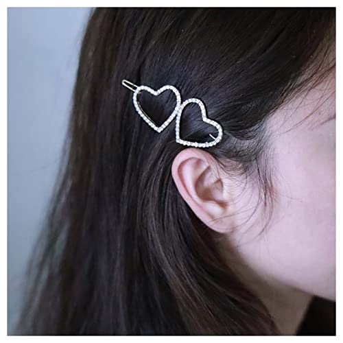 Dervivea Boho Kristall Herz Haarspange Barrette Hohl Herz Haarspangen Cz Offenes Herz Seite Clip Haarnadel Silber Liebe Herz Haarnadeln Clip Dekorative Haarzubehör Für Frauen Und Mädchen Kopfschmuck von Dervivea