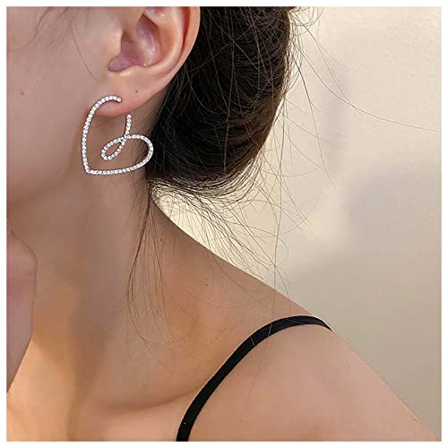 Dervivea Boho Strass Herz Ohrringe Silber Cz Herz Ohrstecker Ohrringe Herz Ohrringe Kristall Herz Reifen Ohrringe Schmuck Für Frauen Und Mädchen von Dervivea