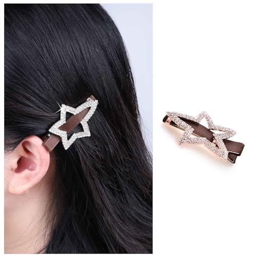 Dervivea Kristall Stern Haarspange Barrette Hohle Stern Haarspangen Pin Offener Stern Seitenclip Haarnadel Strass Stern Haarspange Glitzernder Cz Stern Haarspange Kopfbedeckung Dekoratives(stern) von Dervivea