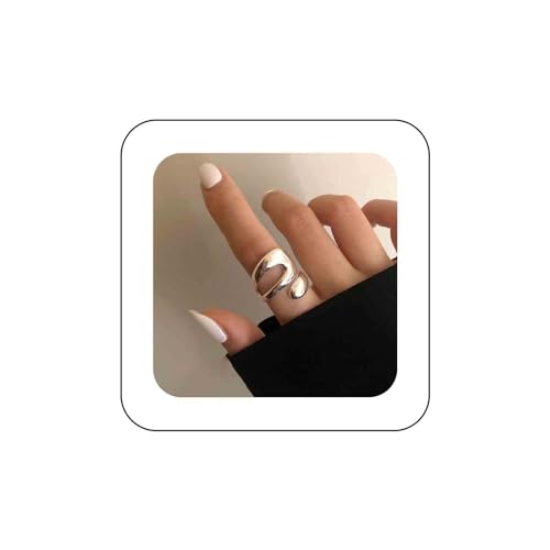 Dervivea Minimalistische Goldkuppel Klobiger Ring Poliert Verstellbarer Ring Verdreht Offener Fingerringe Dicker Verstellbarer Metallring Stapelbarer Geometrischer Ring Statement-Ring Schmuck Für von Dervivea