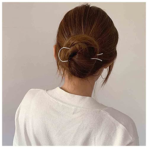 Dervivea Minimalistische Haarnadel aus Metall in U-Form, Silber, Haargabel, Hochsteckfrisur, Haarstäbchen, Clip, französische Haarnadel, dekorativer Haarschmuck für Frauen und Mädchen, Kopfschmuck von Dervivea