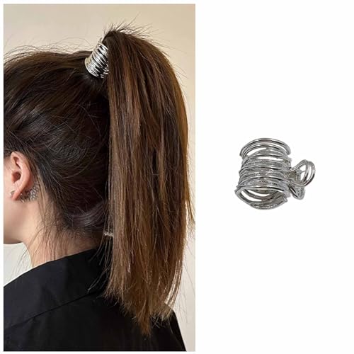 Dervivea Silberne Haarspange aus Metall, Pferdeschwanz-Haarspange, minimalistische kleine Pferdeschwanz-Haarspange, Clip-Halter, Haarspange, dekoratives Haar-Accessoire für Frauen und Mädchen von Dervivea