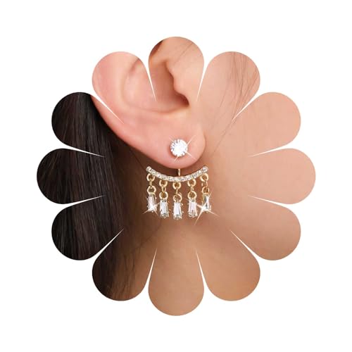 Dervivea Vintage Kristall Ohrstecker Ohrringe Gold Edelstein Ohrstecker Cz Tassel Ohrringe Strass Ohrringe Cz Front Back Ohrringe Schmuck Für Frauen Und Mädchen von Dervivea