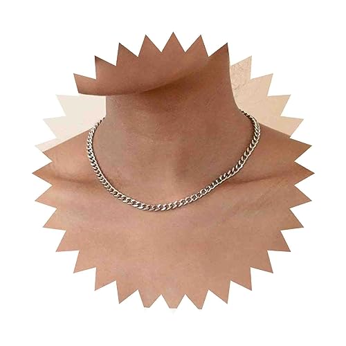 Dervivea Vintage Kubanische Kette Choker Halsketten Panzer Ketten Halsketten Silber Ketten Halsketten Punk Metall Ketten Halsketten Schmuck Für Frauen Und Mädchen von Dervivea